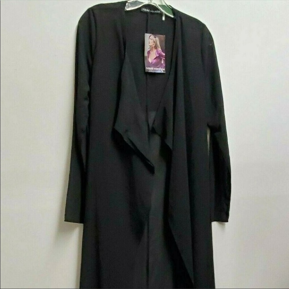 Naked Wardrobe Blk sheer long duster - Size S.